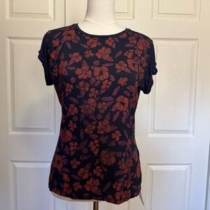 Paul Smith Women’s Navy Blue and Red Floral Short Sleeve Shirt